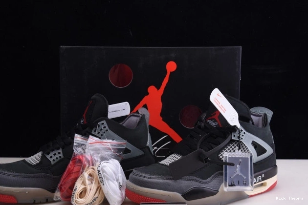 Kicked Out Shoe Store Jordan Bred White Air x Off Retro 4 CV9388-001 0710